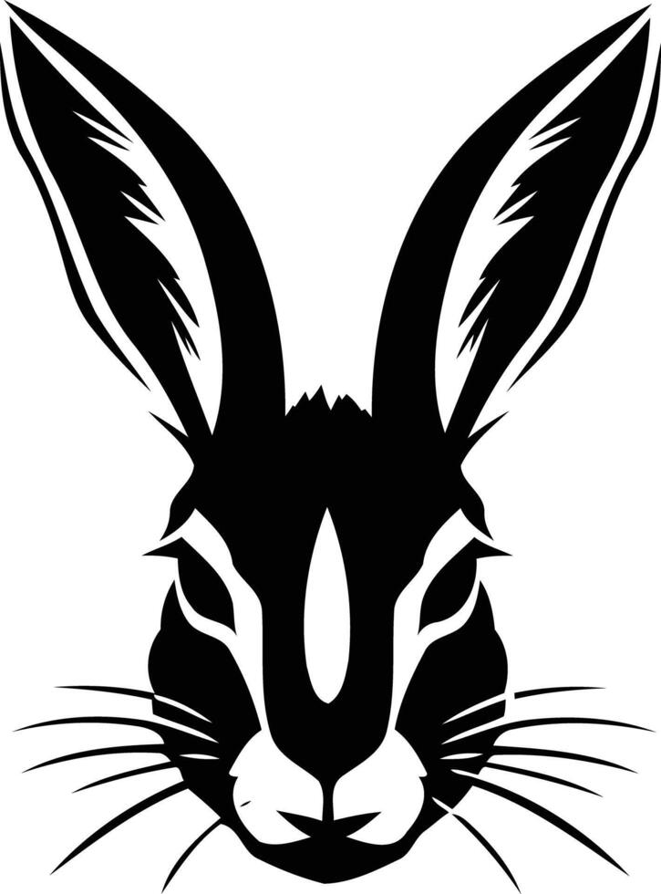 A bold and graphic black and white illustration of a rabbit's face, perfect for logos, branding, or edgy designs vector
