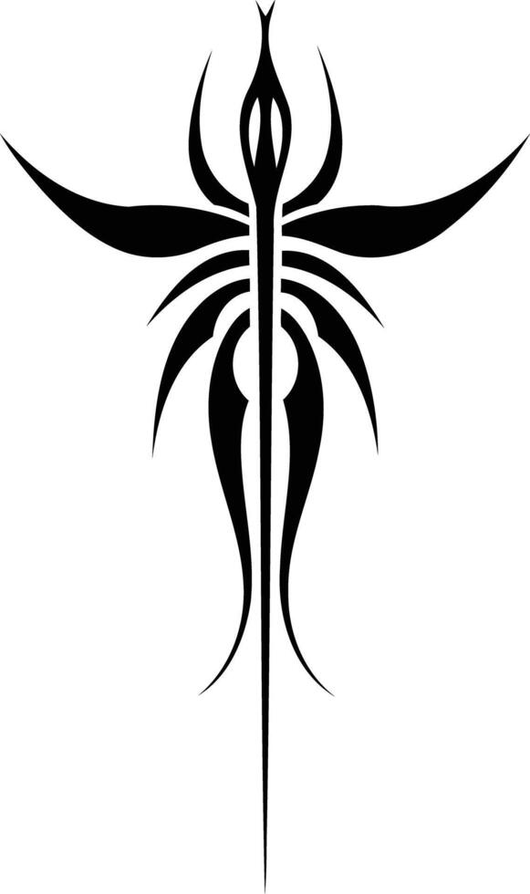 A bold, tribal-inspired tattoo design featuring intricate, flowing lines vector