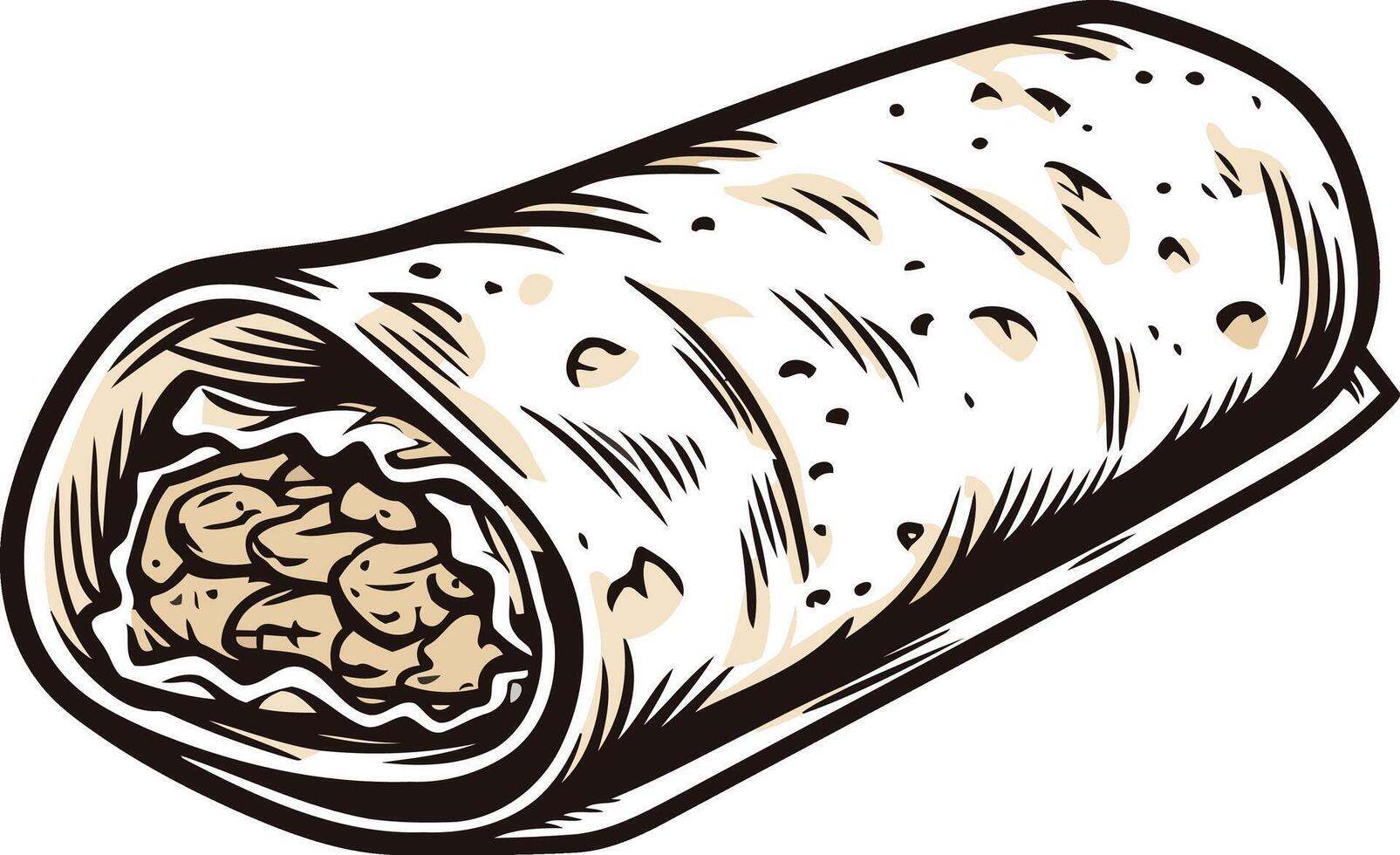 Delicious Burrito Wrapped in a Soft Tortilla vector