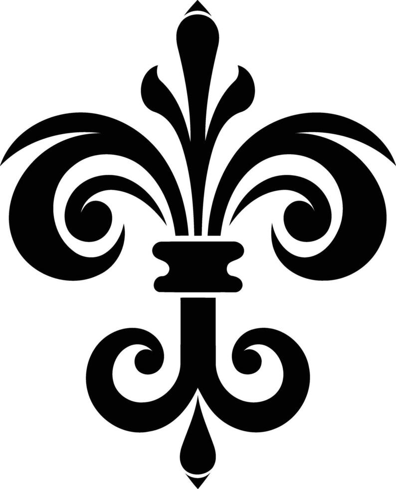 Elegant black and white fleur-de-lis design, perfect for adding a touch of classic style to your projects vector