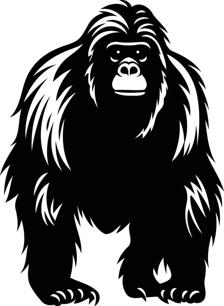 A bold silhouette of a powerful gorilla in a striking black and white design vector