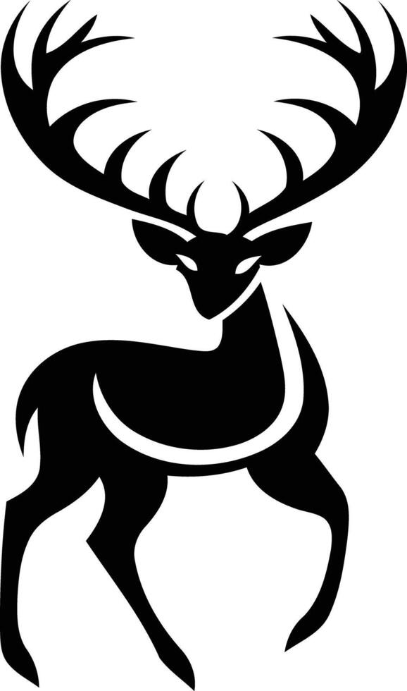 Bold, minimalist silhouette of a stag with large antlers vector