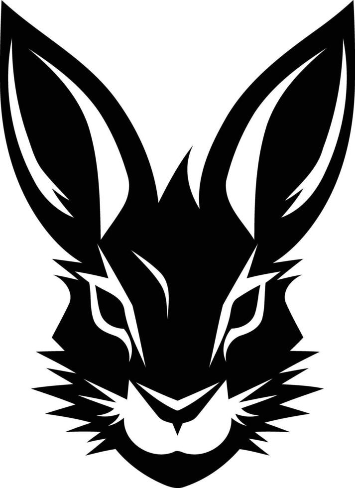 A bold, black and white silhouette of a rabbit's head vector