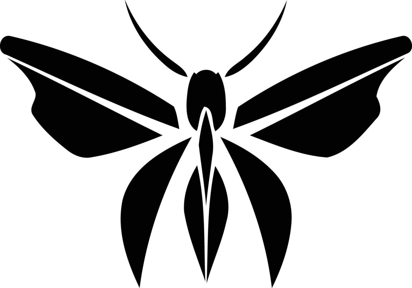 Stylish black and white butterfly silhouette, perfect for branding, logos, and design projects vector