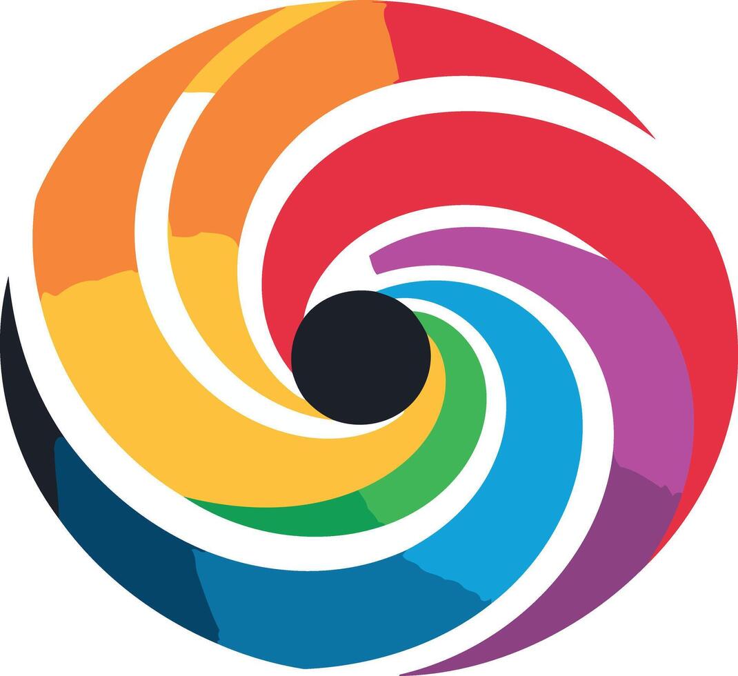 Abstract Colorful Spiral with a Black Circle vector