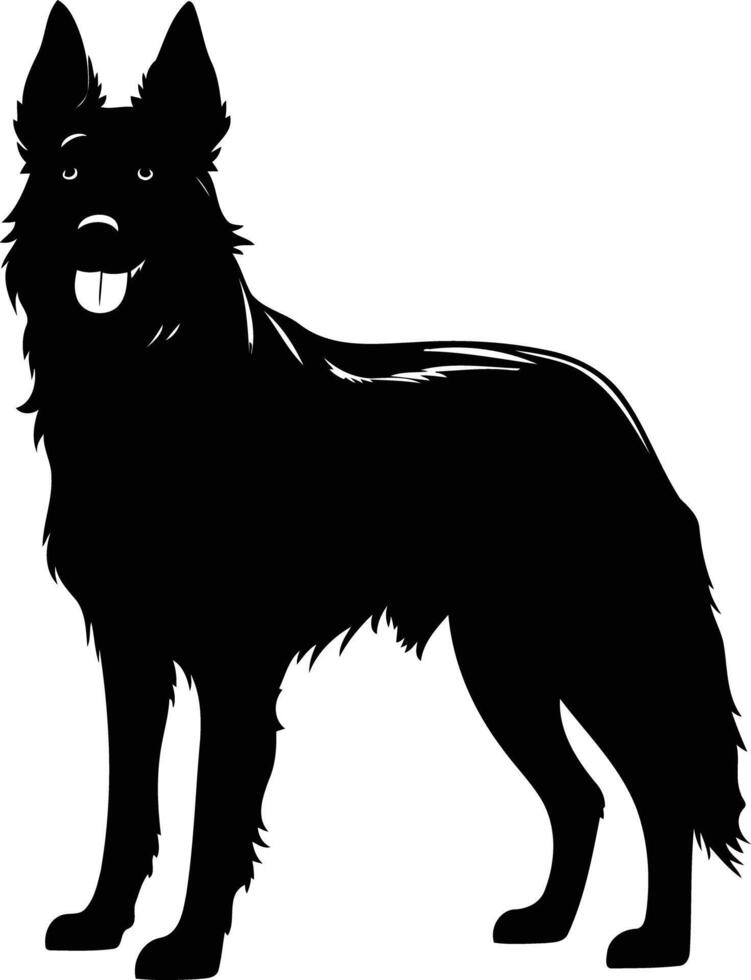 A striking black silhouette of a german shepherd dog, standing proudly with its tongue out vector