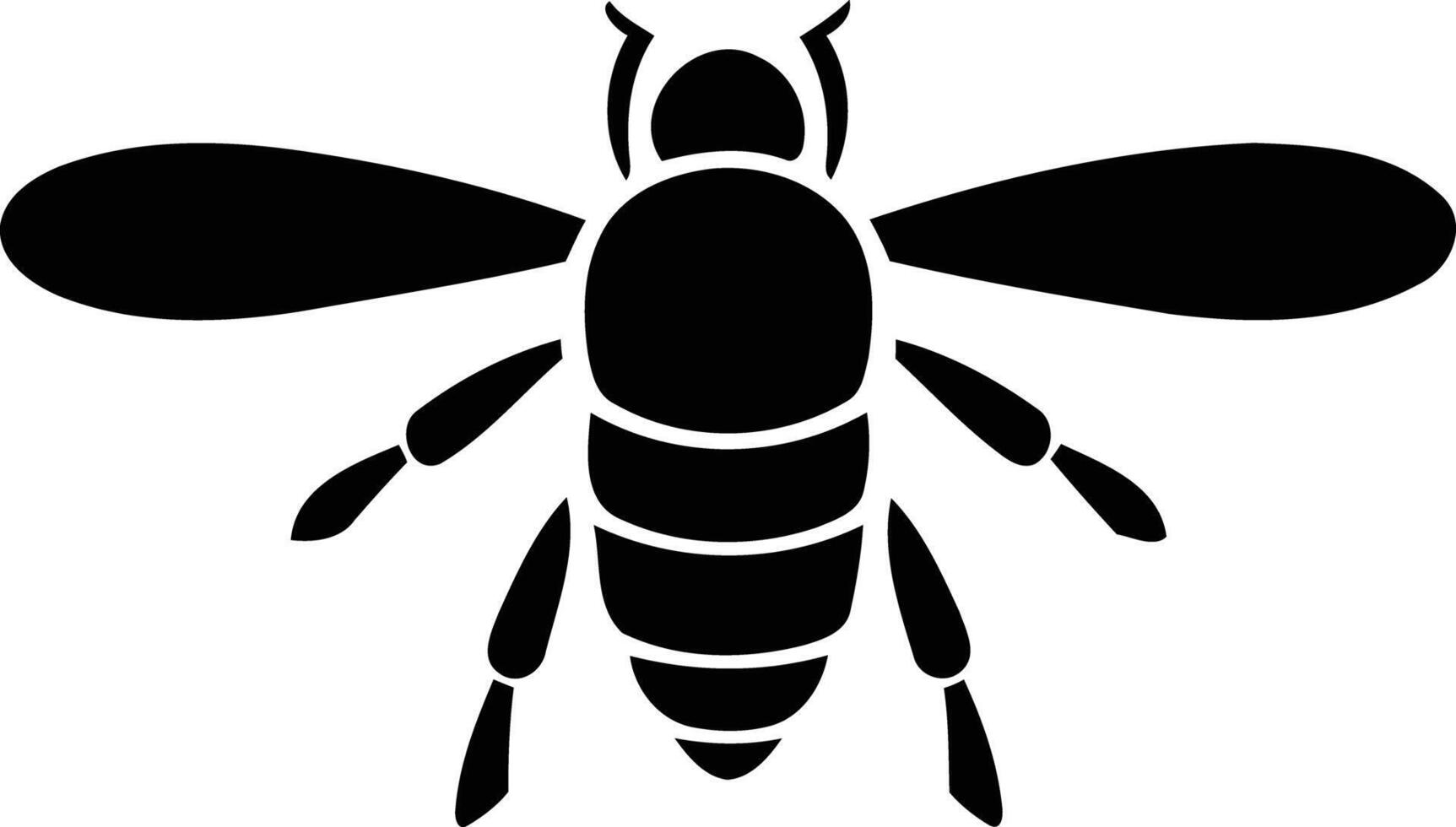 Simple black and white bee silhouette, perfect for logo design, branding, and website elements vector