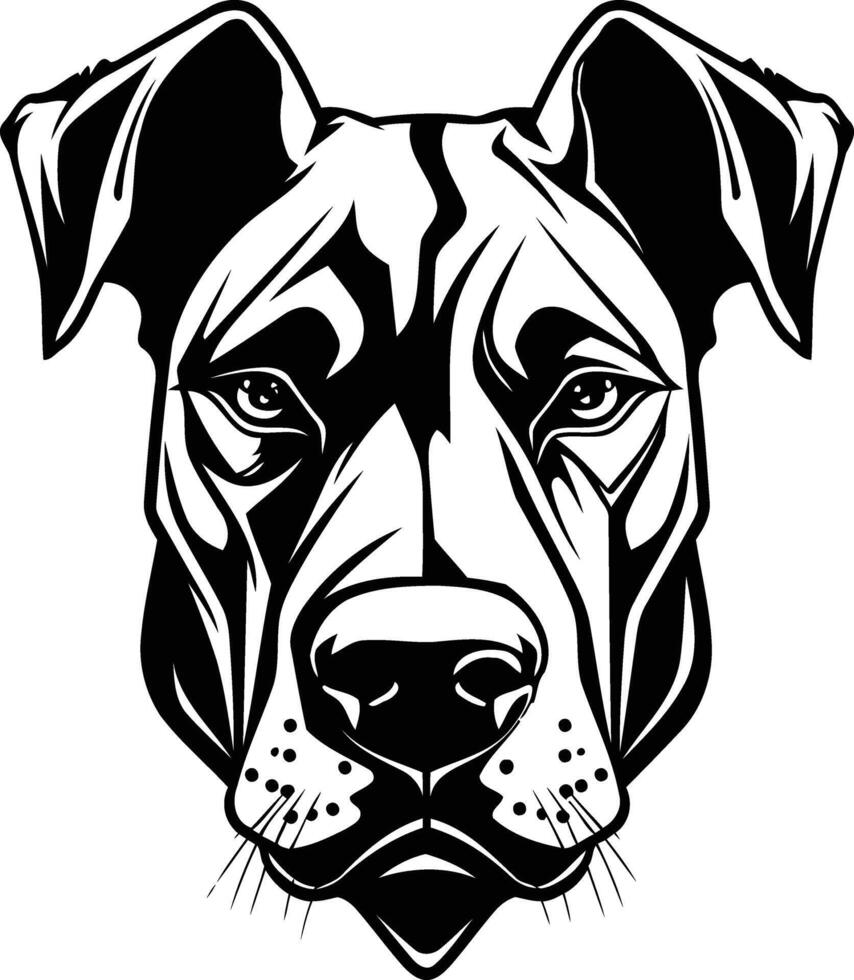 Powerful black and white illustration of a dog's head, perfect for tattoos, t shirt designs, and branding projects vector