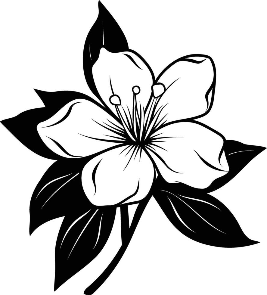 Elegant black and white illustration of a delicate flower, perfect for tattoo designs, branding, or floral themed projects vector