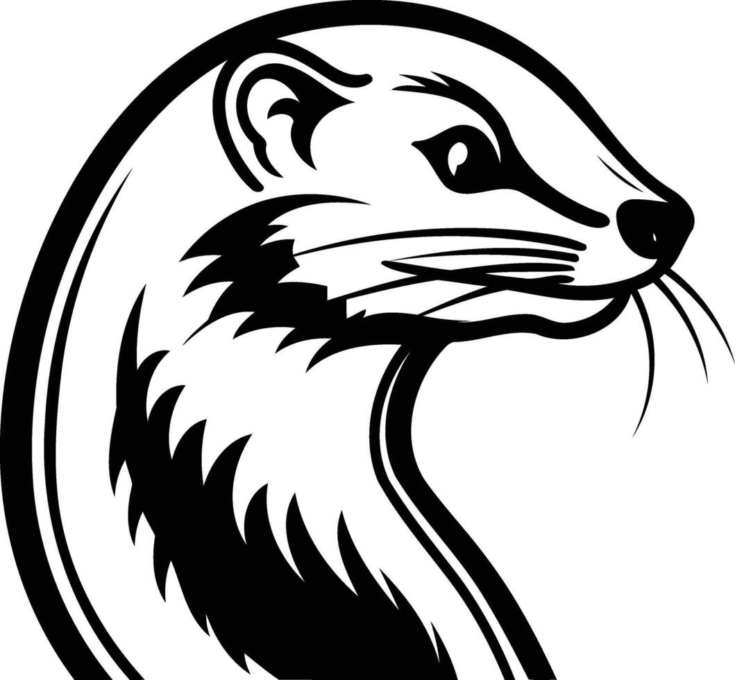 Black and white element illustration of a weasel's head, perfect for tattoos, branding, or wildlife designs vector