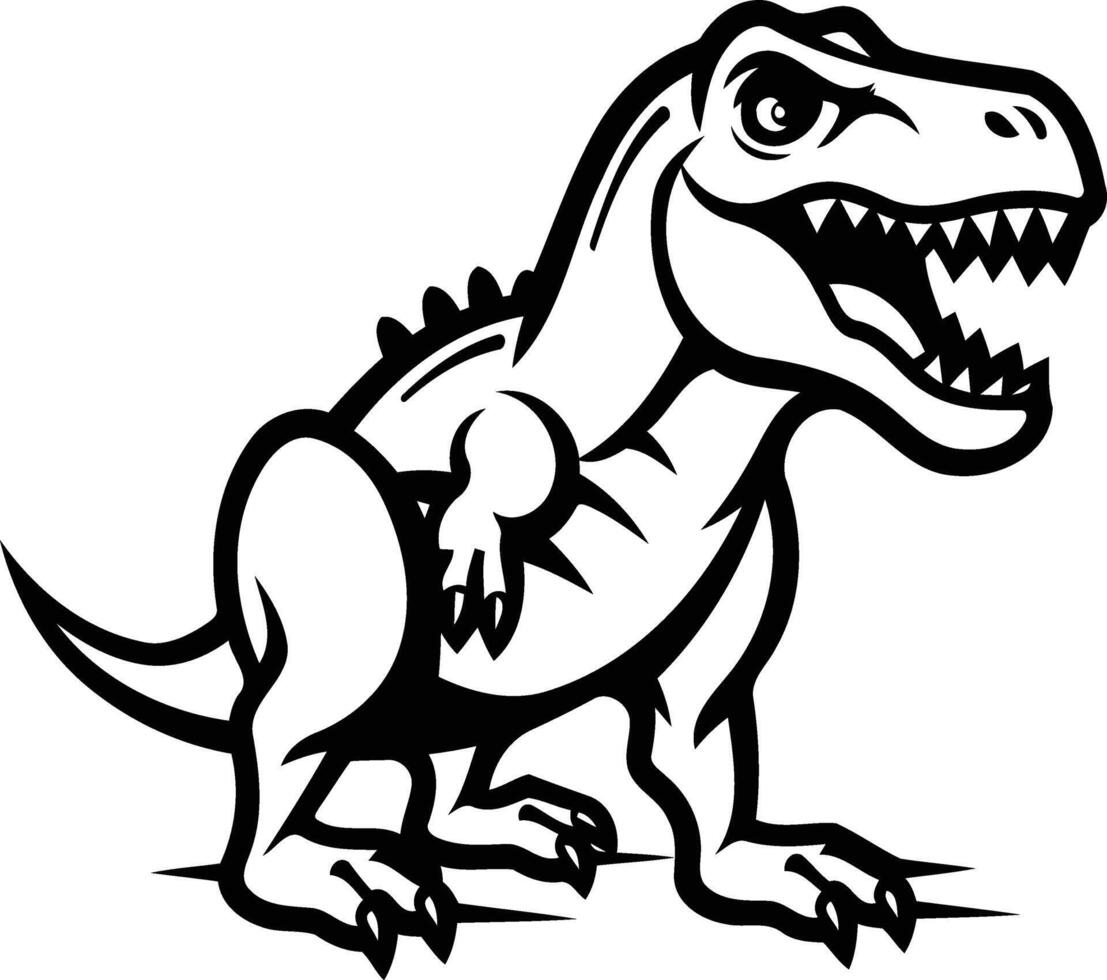 A fierce, cartoon style t rex roars with its mouth wide open vector