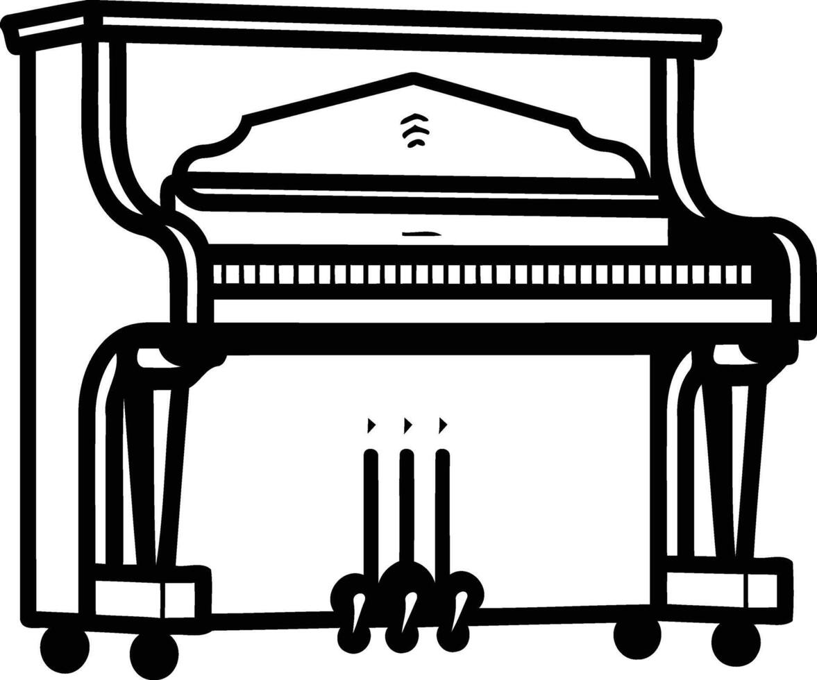 A simple line drawing of a grand piano vector