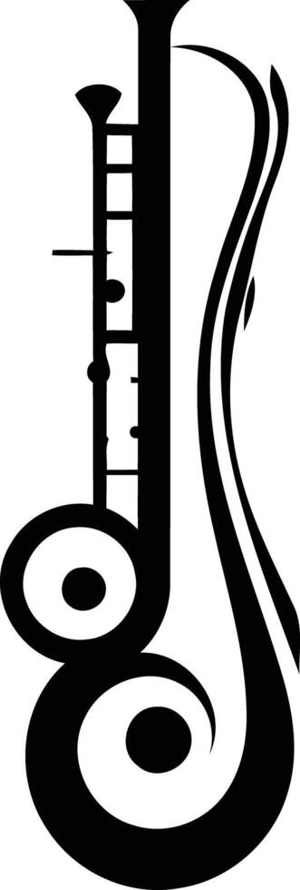 Abstract black and white illustration of a saxophone, perfect for music related designs, logos, and branding vector