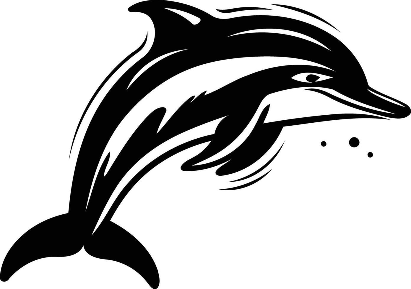 Stylized black and white silhouette of a leaping dolphin vector