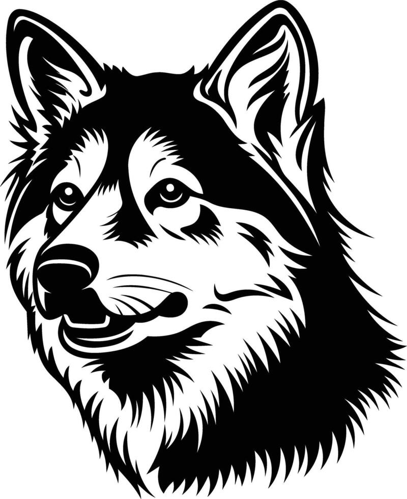 A bold, black and white illustration of a wolf's head, perfect for tattoo designs, branding, or posters vector