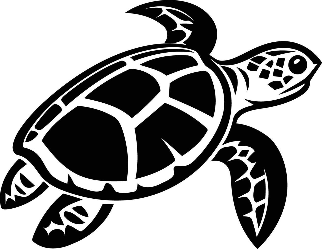 Black and white element illustration of a sea turtle, perfect for logos, branding, or t shirt designs vector