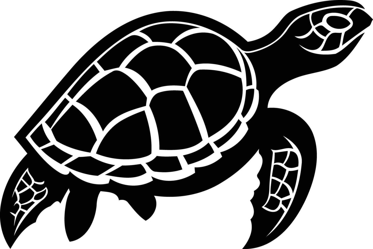 A simple yet powerful black and white silhouette of a sea turtle, perfect for eco conscious branding or ocean themed designs vector
