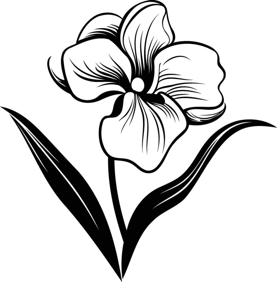 A simple, elegant line drawing of a single flower vector