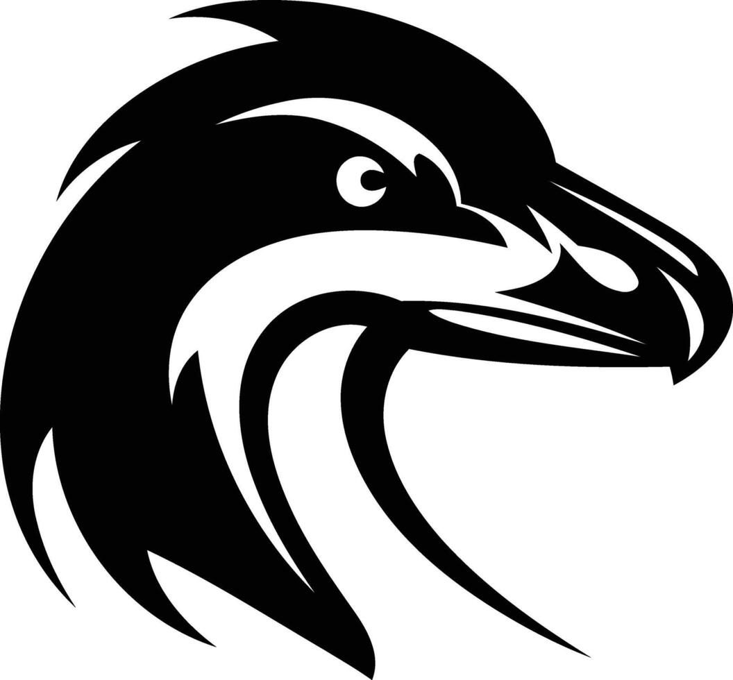 A bold and fierce black and white illustration of an eagle's head, perfect for designs needing a powerful symbol vector