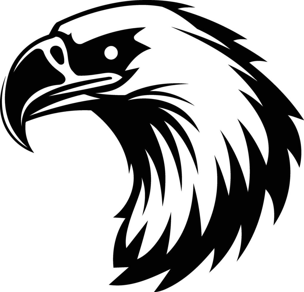 Black and white illustration of a fierce eagle head, perfect for tattoo design or branding vector