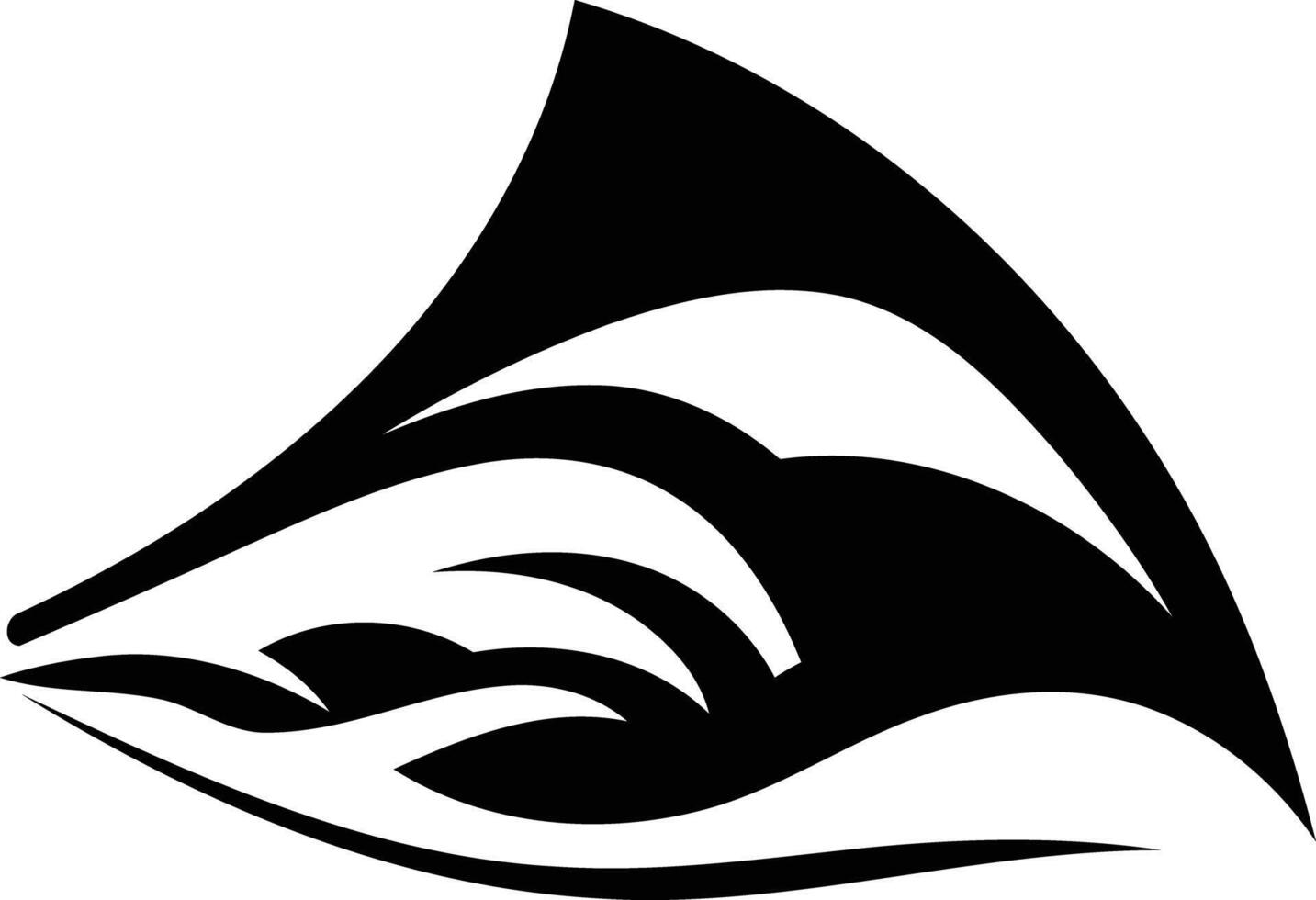 Abstract black and white logo design featuring a stylized wave or water symbol vector