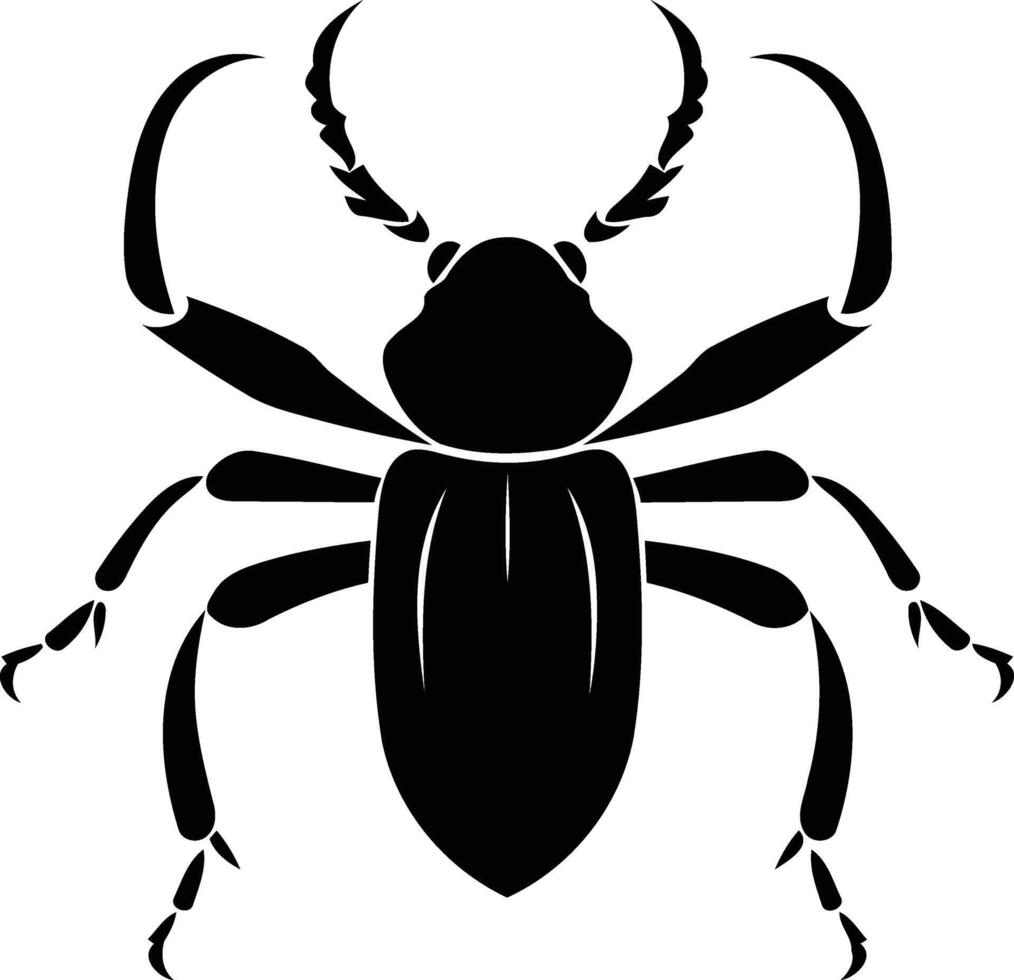 Black and white element illustration of a beetle in a simple, minimalist style vector