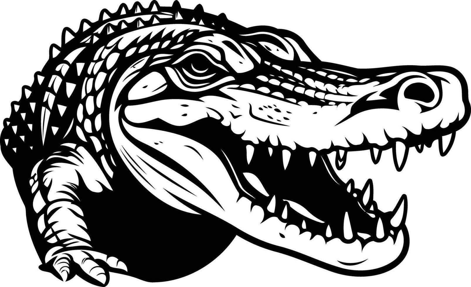 A fierce alligator with open mouth, detailed scales and sharp teeth, ready to strike vector
