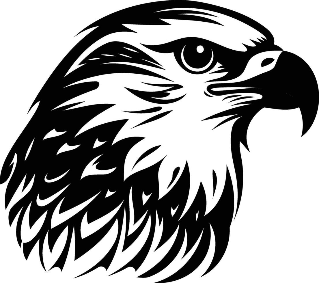 A fierce eagle head illustration in a bold black and white style vector