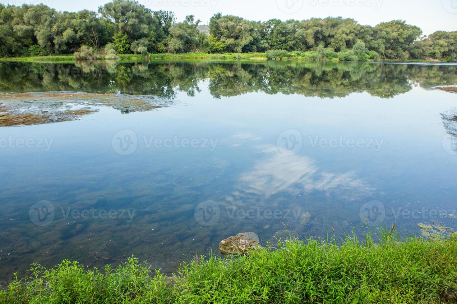 Photo with beautiful landscape and wonderful nature from the north of the Republic of Moldova, Europe. The Dniester River, the most important in Moldova.