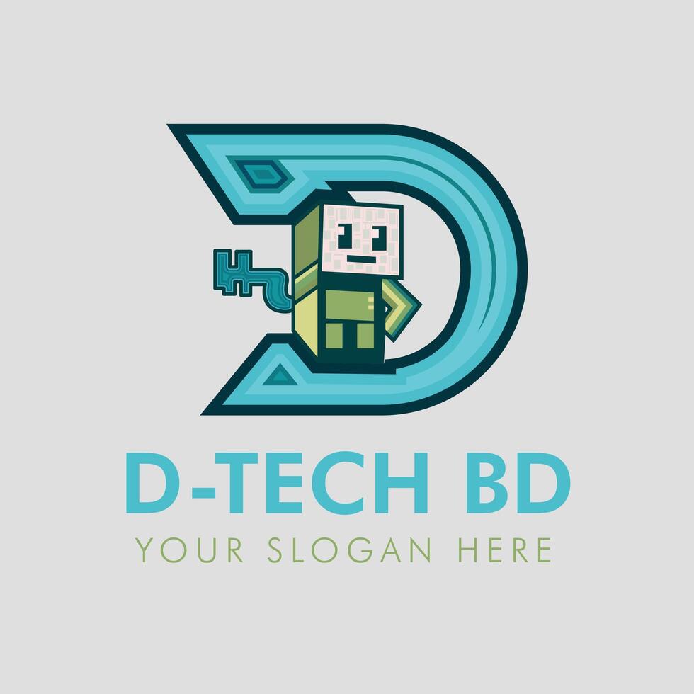 Technology logo design- D tech logo design vector