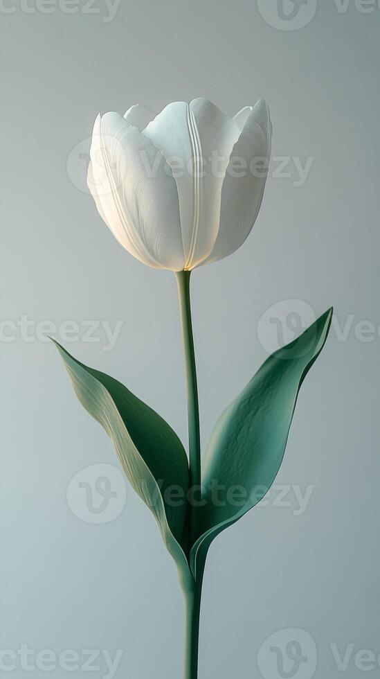 Elegant White Tulip Still Life - Minimalist Photography photo
