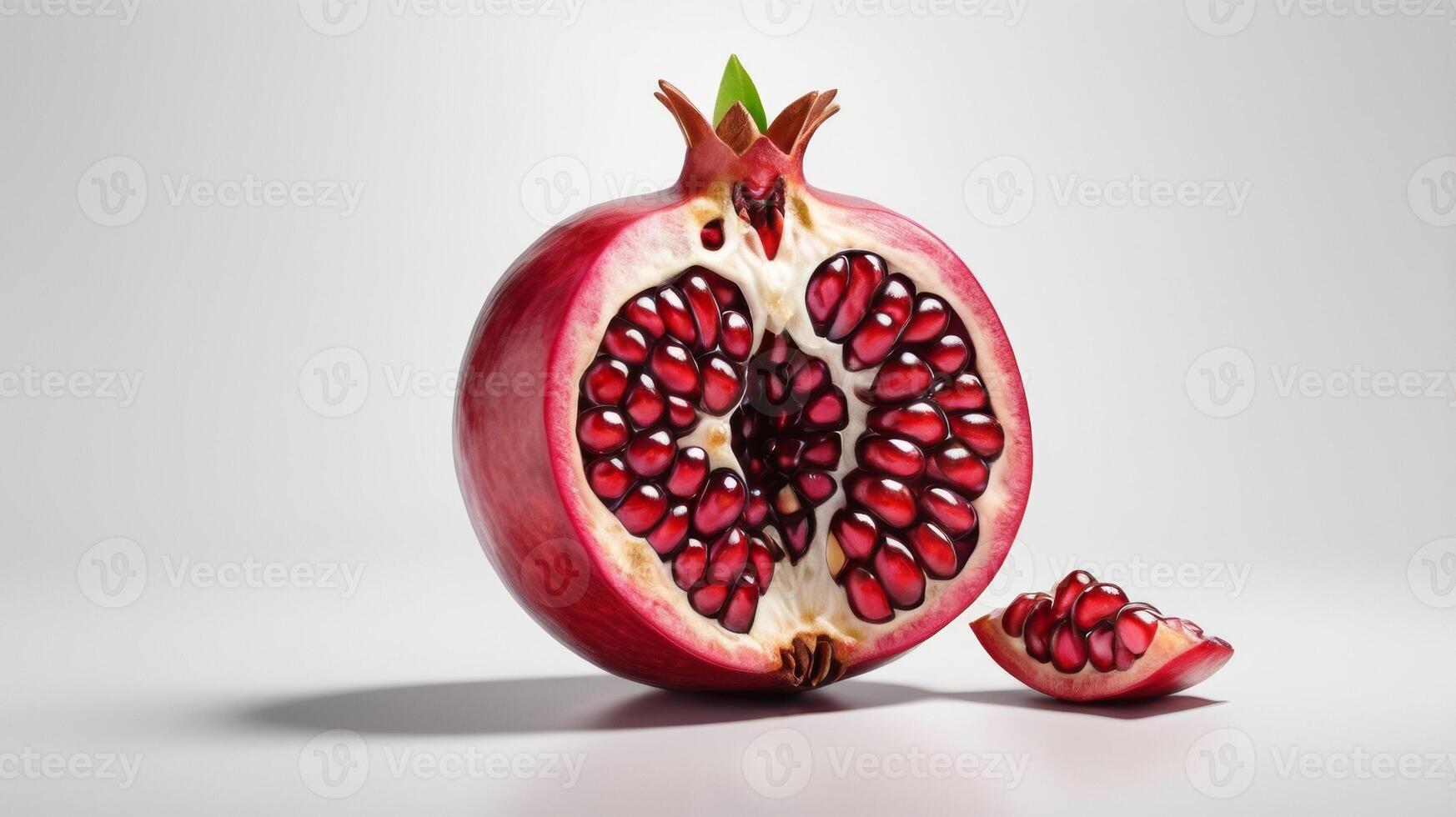 Pomegranate on Minimalist White Background. A Study in Simplicity and Vibrance photo