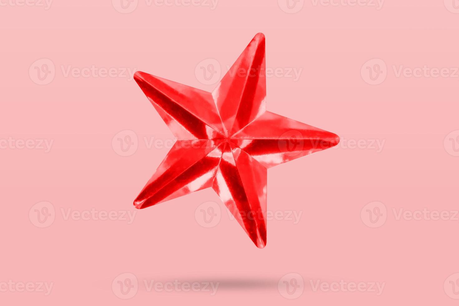 red star jewels sticker isolated on pink background photo