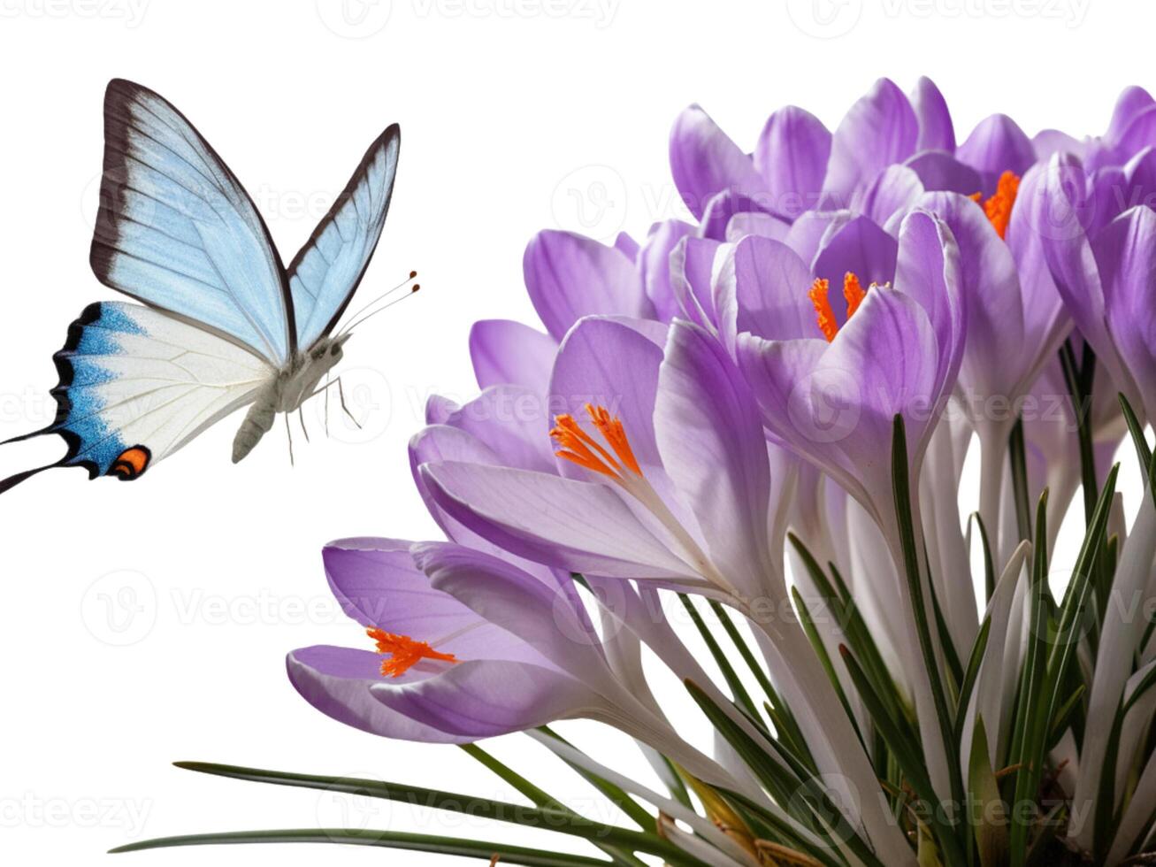 Butterfly sitting on purple flower photo