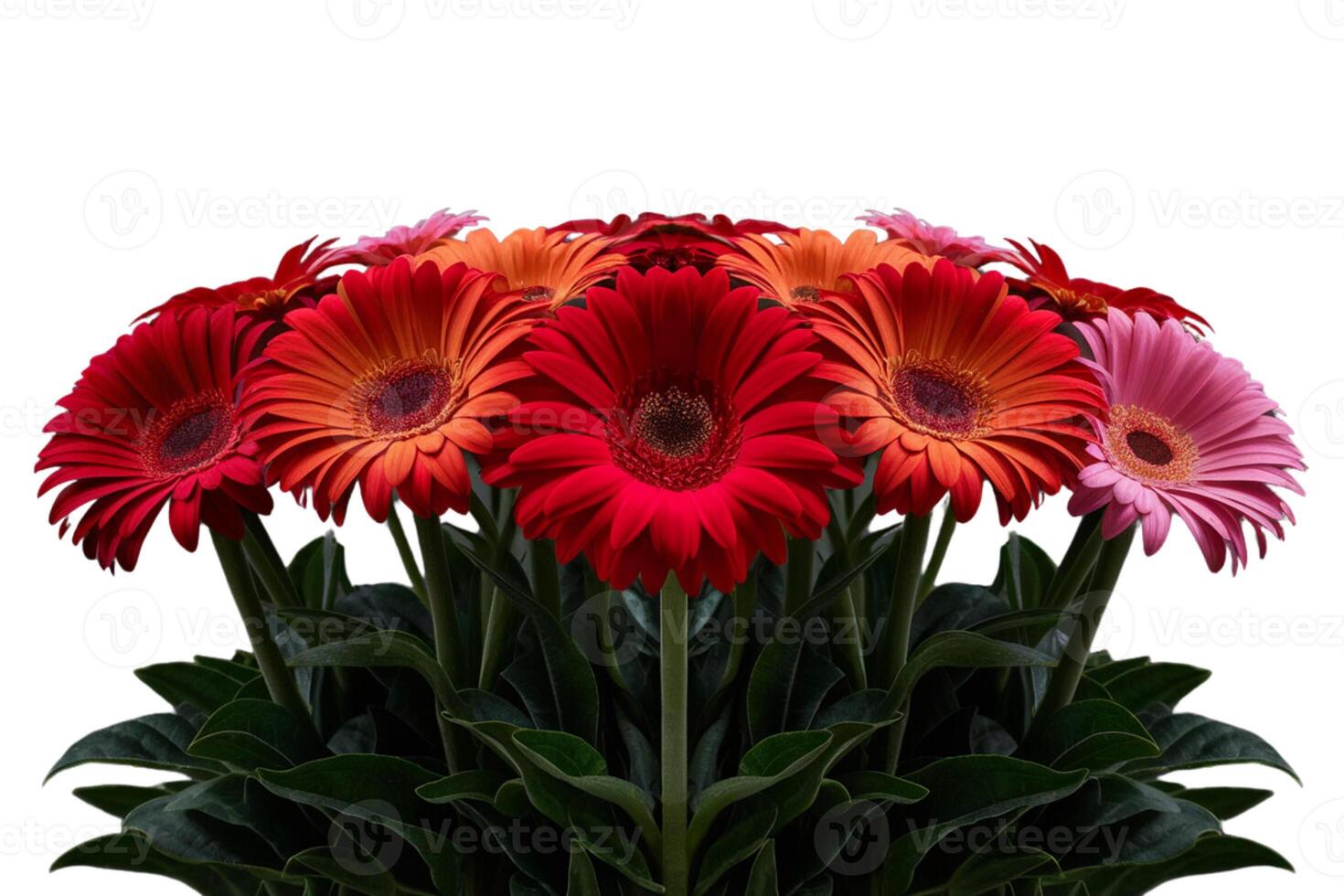 Blooming sunflower with green leaves photo