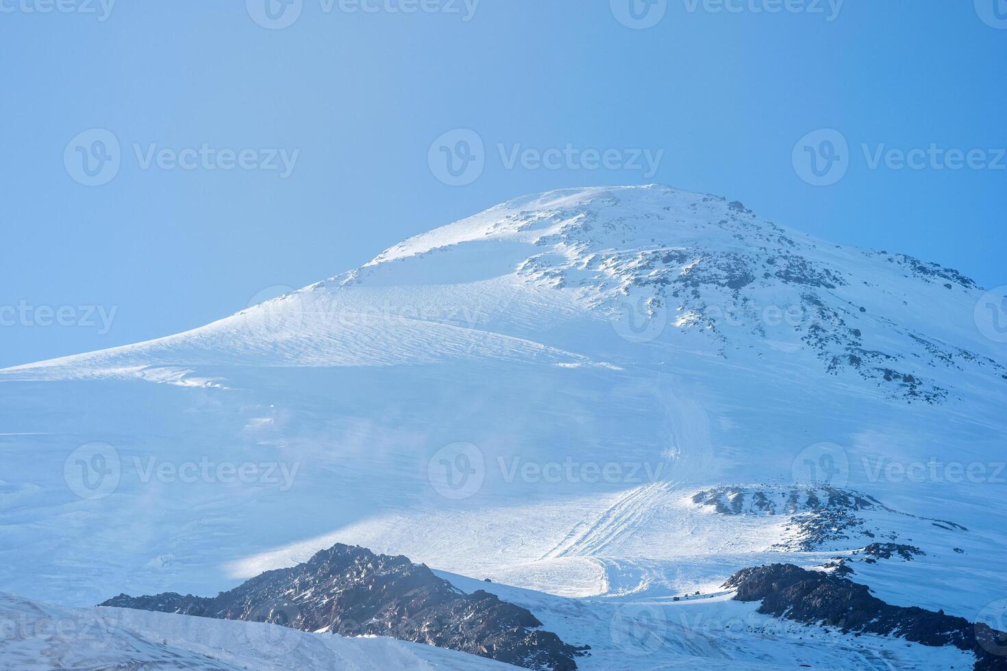 snowy mountain peak, view of the eastern top of Mount Elbrus photo