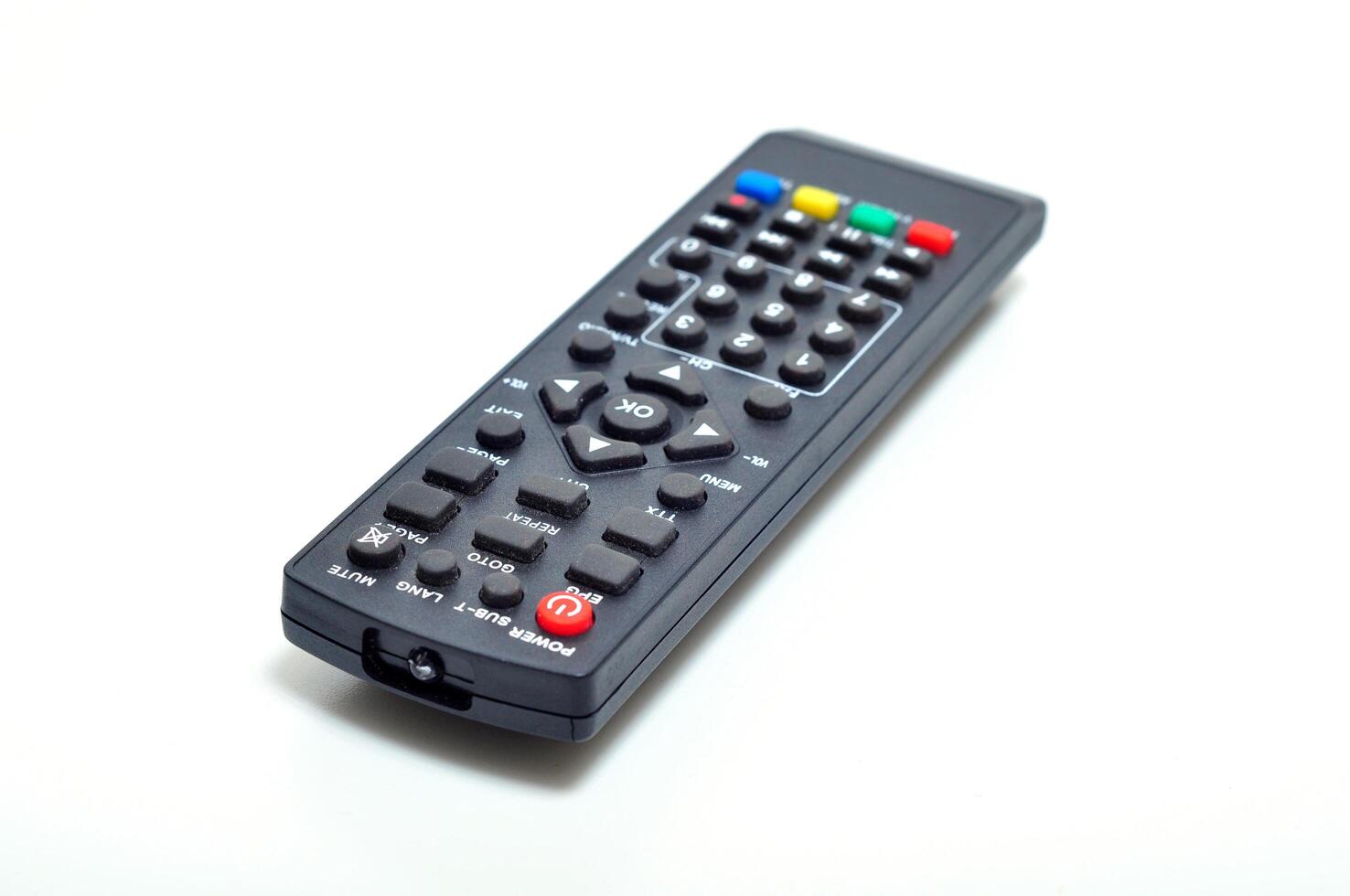 Digital television remote isolated on white background photo