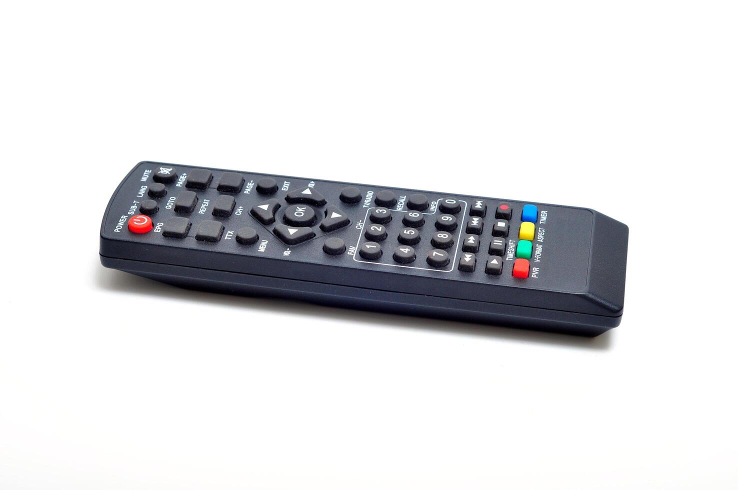 Digital television remote isolated on white background photo