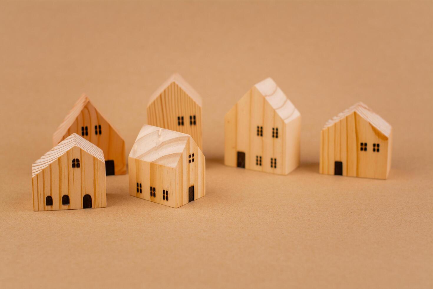 Small wooden house models, house models, housing and buying houses, communities and housing projects photo