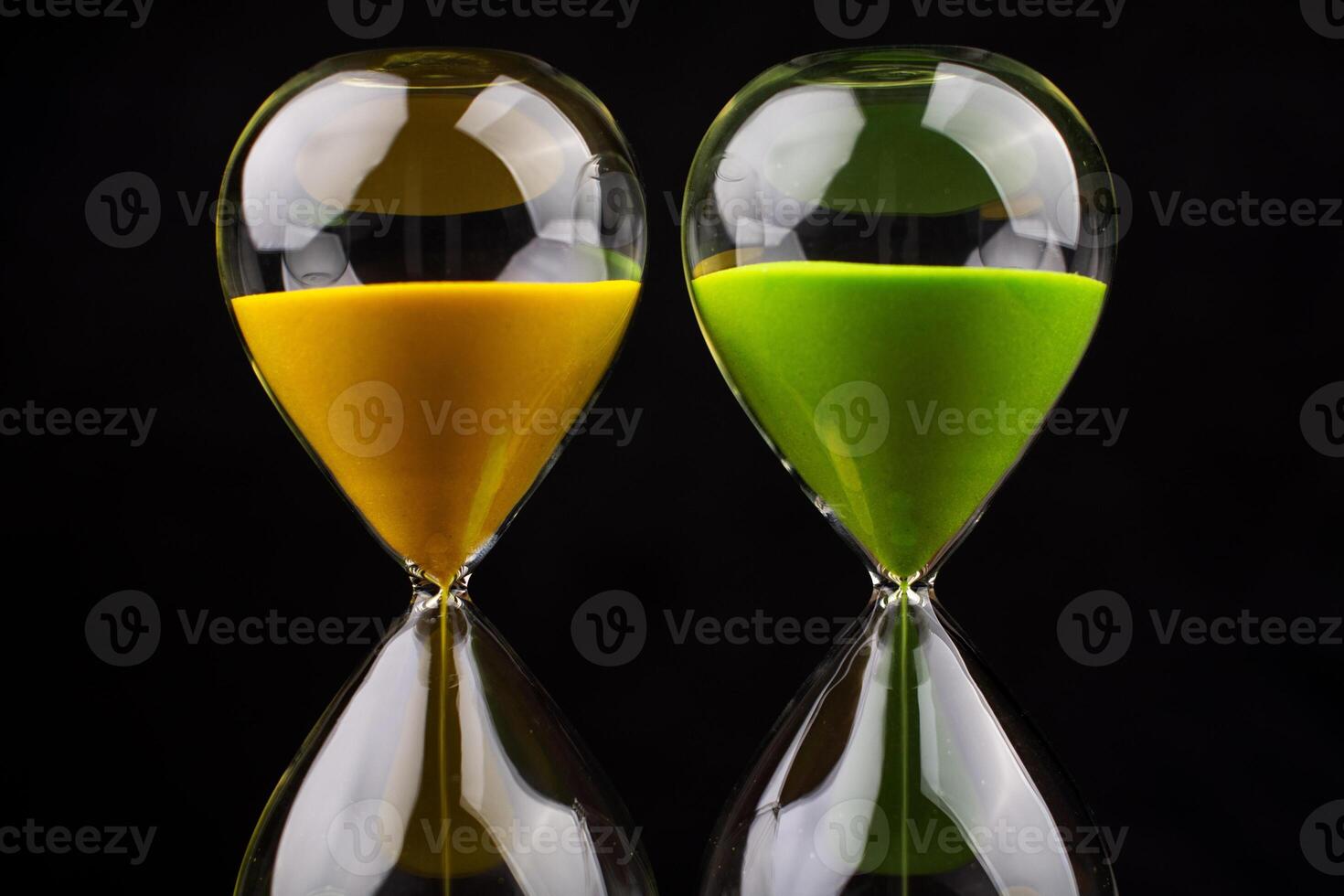 Hourglass photo in studio concept of time and the rules of precious and limited time.