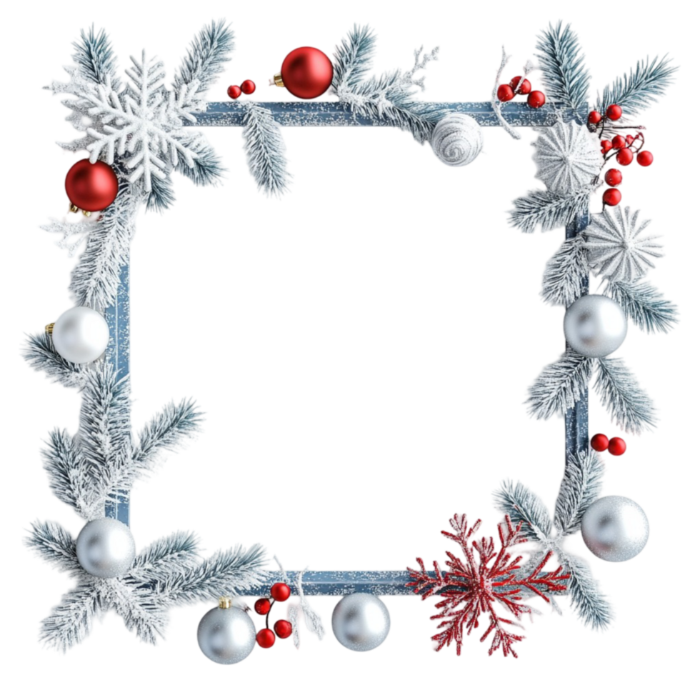 Holiday Wreath with Red and Silver Balls, Transparent Background png