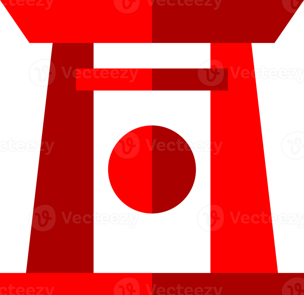 Red gate torii shrine with circle sun japaness style icon png