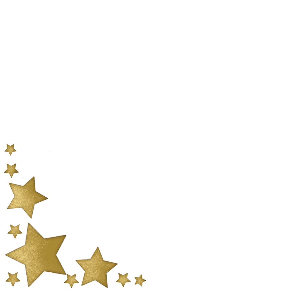 Gold star corner frame on a transparent background png