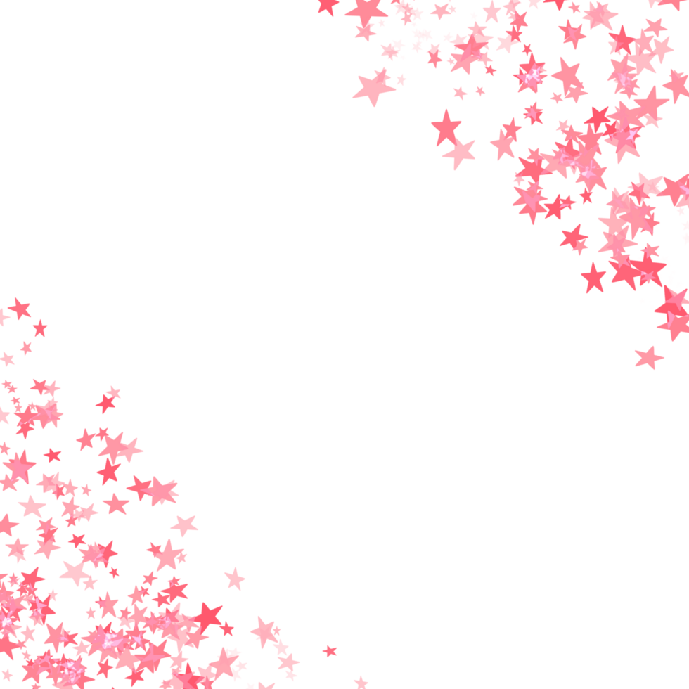 Red and pink star frame on a transparent background png