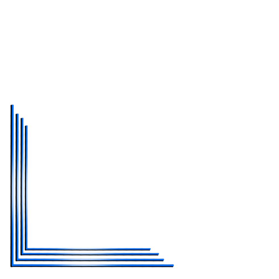 A blue line corner frame on a transparent background png