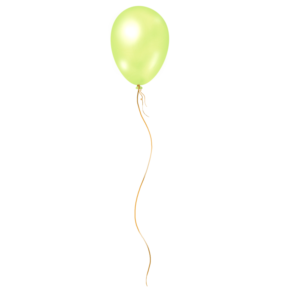 A light green balloon on a string, transparent background png