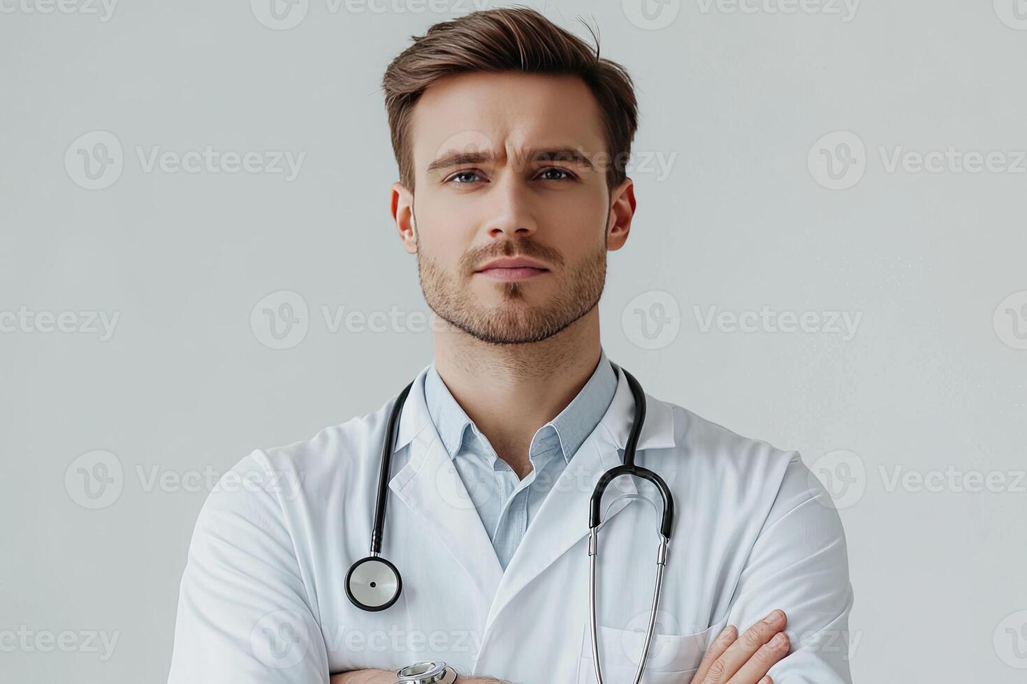 Portrait of male doctor standing in his office. Medicine and healthcare concept photo