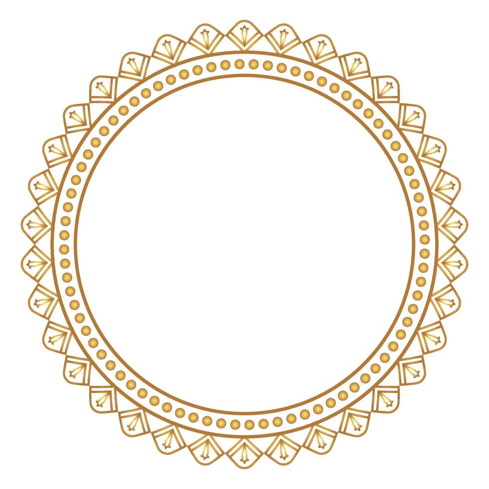 Indian flower mandala art with luxury golden circle frame transparent vintage gold circular pattern vector