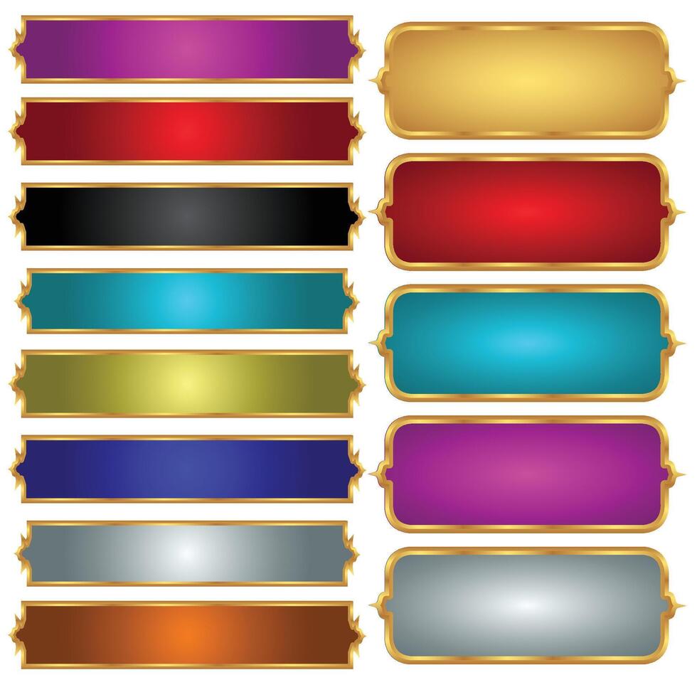 Set of decorative luxury golden arabic islamic banner title frame transparent background gold text box clipart vector