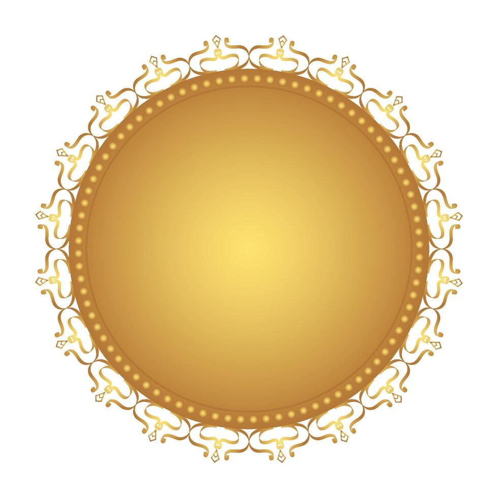 Golden circle frame text box with gold award ribbon icon anniversary badge vector